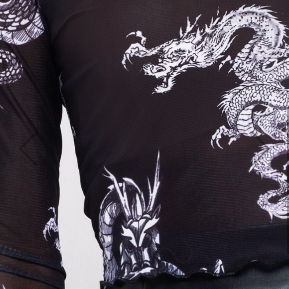 Akira - Dragon Long Sleeve Mesh Top - Like New - Picture 6 of 7